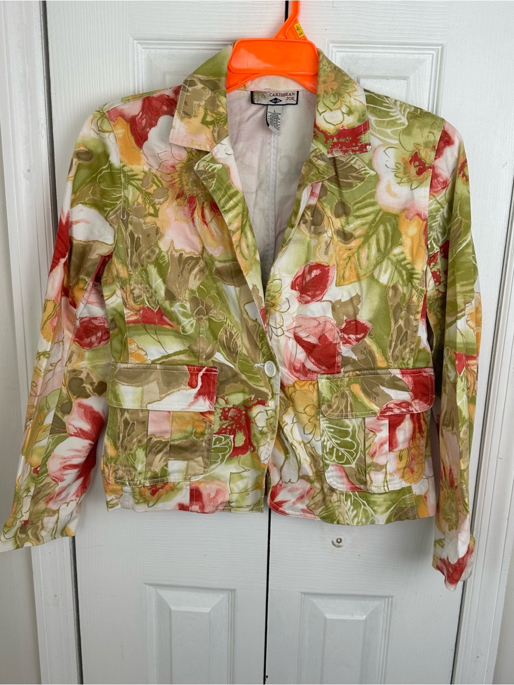 Caribbean Joe Multicolor Floral Blazer - Green, Red, Pink, Yellow, White